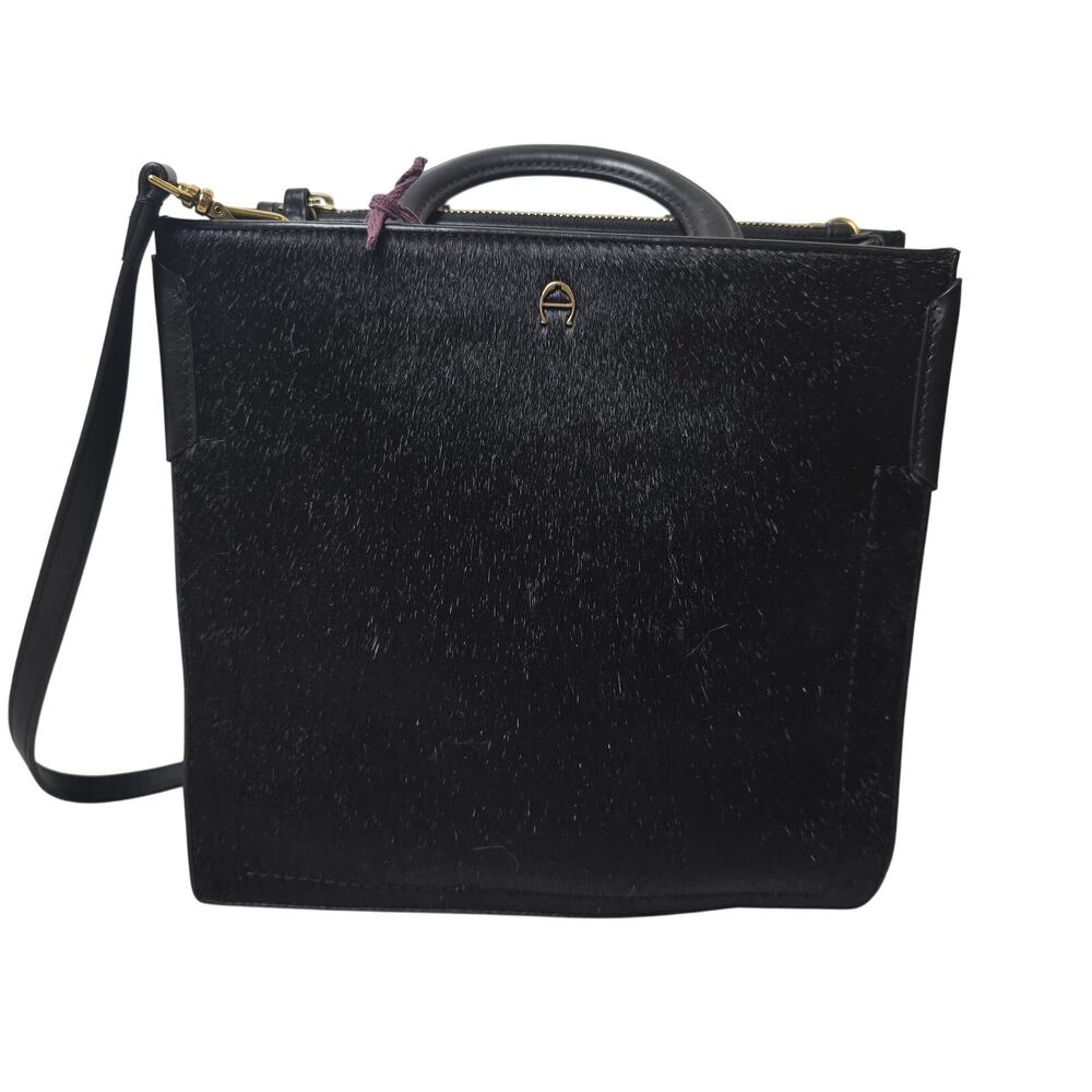 Etienne Aigner Cow Hyde and Leather Purse Black NWT